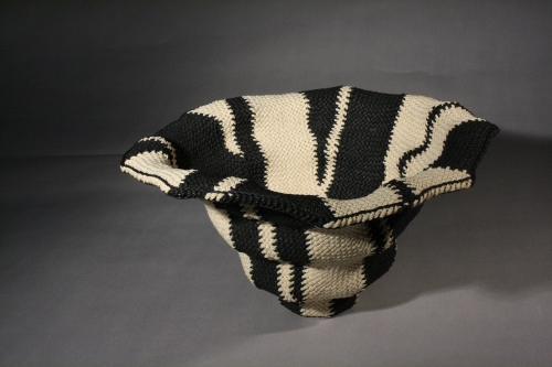 a striking black and white weaving